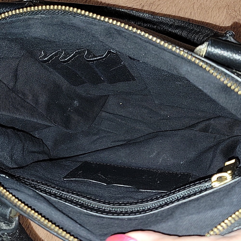 Rachel by Rachel Roy Black Leather Handle Bag with Wristlet with Removable Strap - Picture 7 of 11